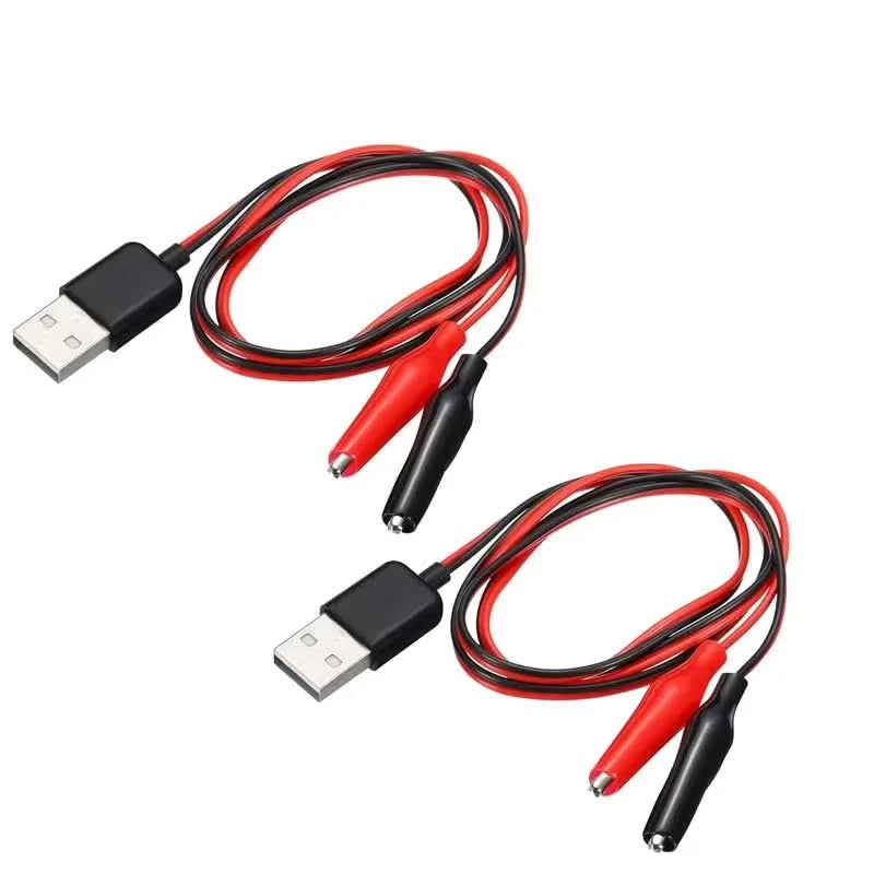 2 Stück USB-Krokodilklemmen-Adapterkabel, USB-Stecker/-Buchse auf Krokodilklemmen-Sonde, USB-Kabel mit Krokodilklemme für Schaltungstest