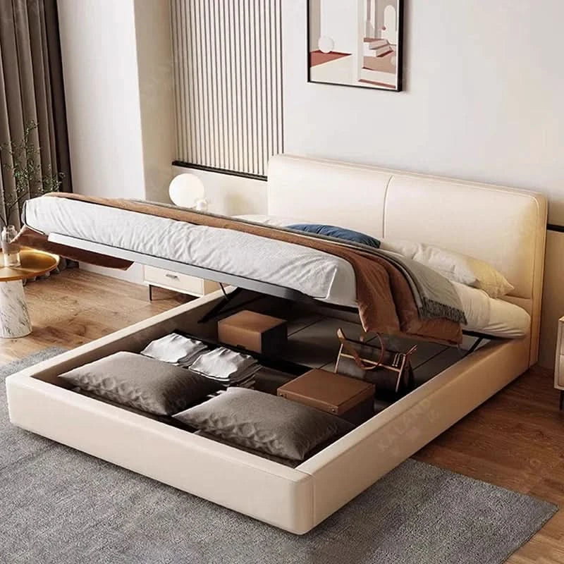 Hotel Modern Bed French Luxury High Quality Leather Fashionable Beds Confortable Solid Wood Bed Letti A Castello Home Furniture