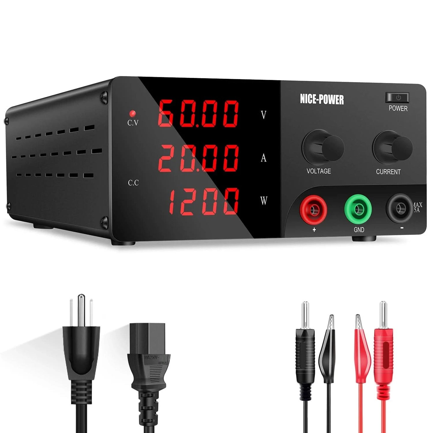 60V 20A Einstellbares Gleichstromnetzteil 30V 30A Labornetzgerät Stabilisiertes Netzteil Spannungsregler Hochleistungsnetzteil