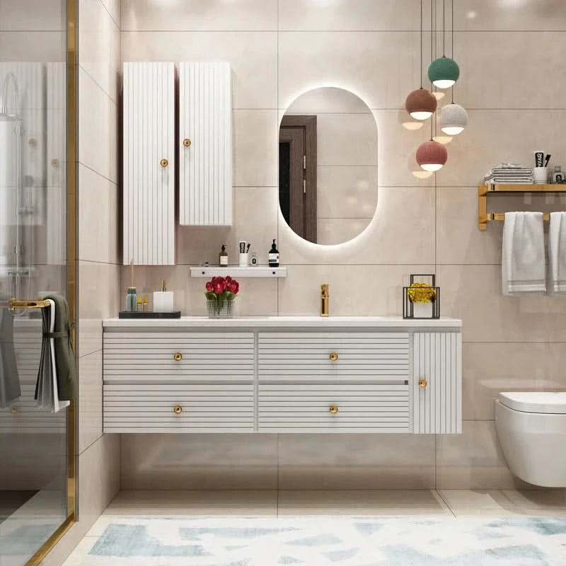 Pink Modern Large Storage Space With Side Cabinets Bathroom Cabinet With Drawers