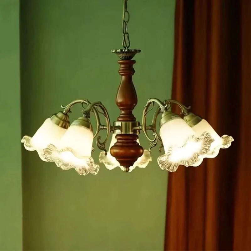 French living room bed dining  European medieval solid wood lamps American country vintage garden chandelier