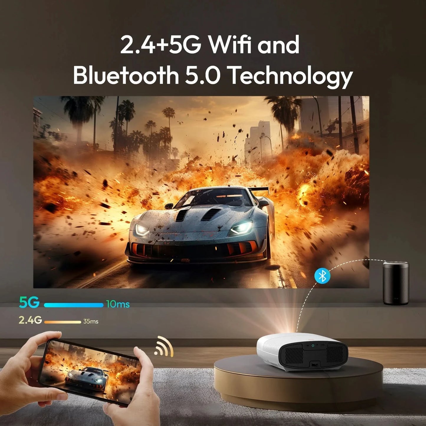 VEVSHAO Full HD Beamer A22 4K Video Smart TV für Zuhause WIFI 1080P 1000 Lumen Projektoren Medien Video Player Smart Beamer