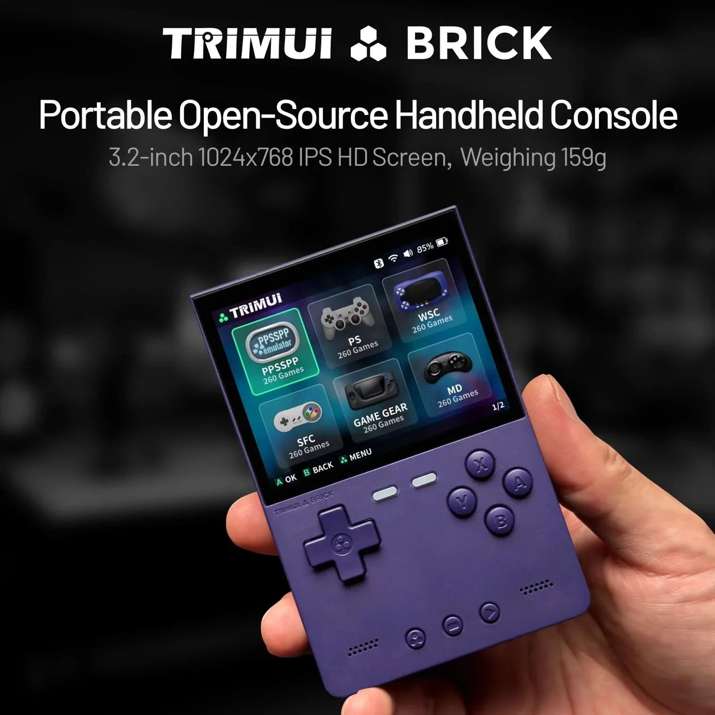 TRIMUI BRICK Handheld-Spielekonsole Tragbarer Retro-Videoplayer Spielekonsole Linux-System 3000mAh Langzeitakku LED Jungen Geschenke