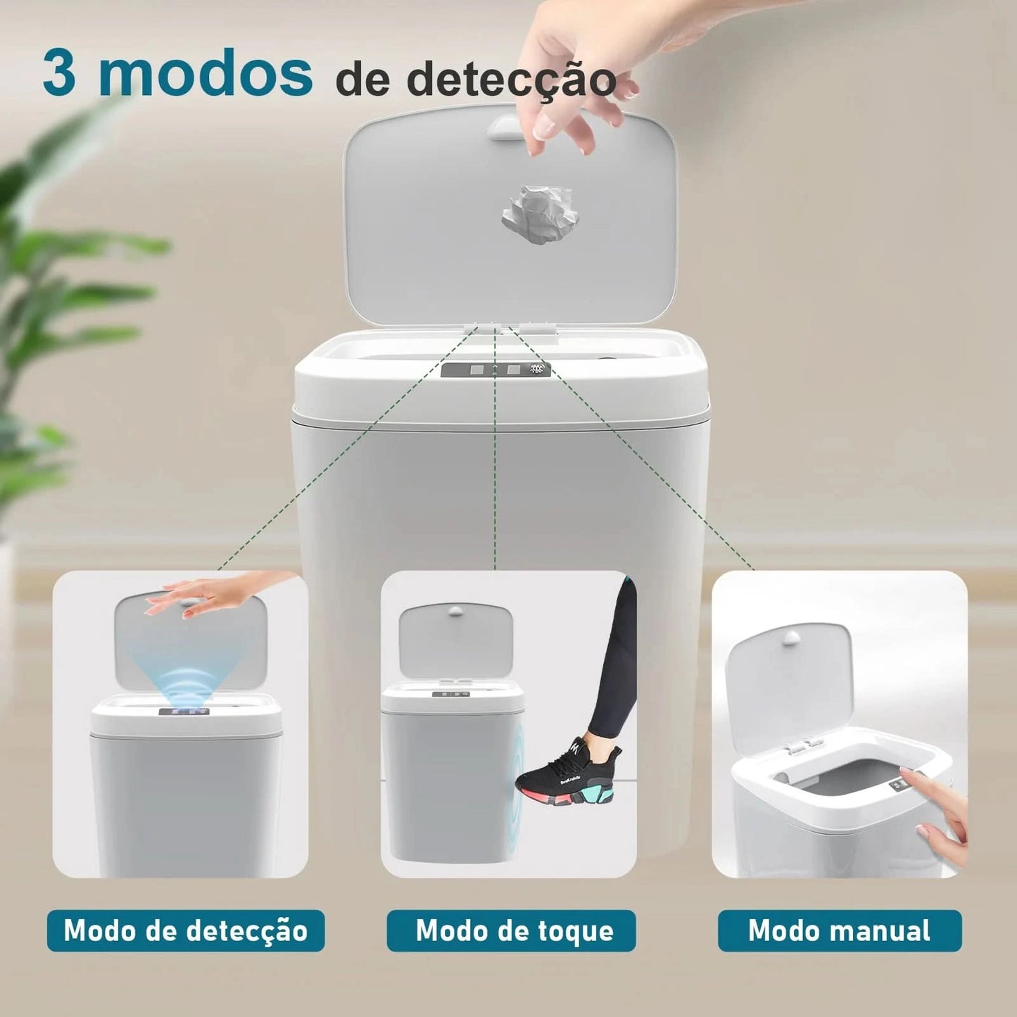 Automatischer Sensor-Mülleimer, Abfalleimer, Mülleimer, Plastik-Mülleimer, Küche, Wohnzimmer, Haushaltskapazität