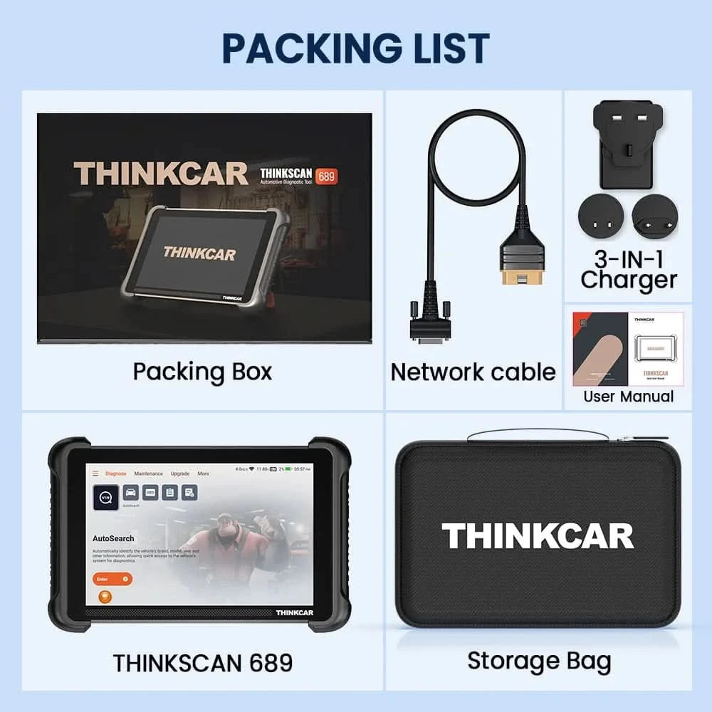 THINKCAR THINKSCAN 689 Professional Car Diagnostic Tools CANFD DOIP Bi-directional ECU Coding 34 Reset Full System Obd2 Scanner