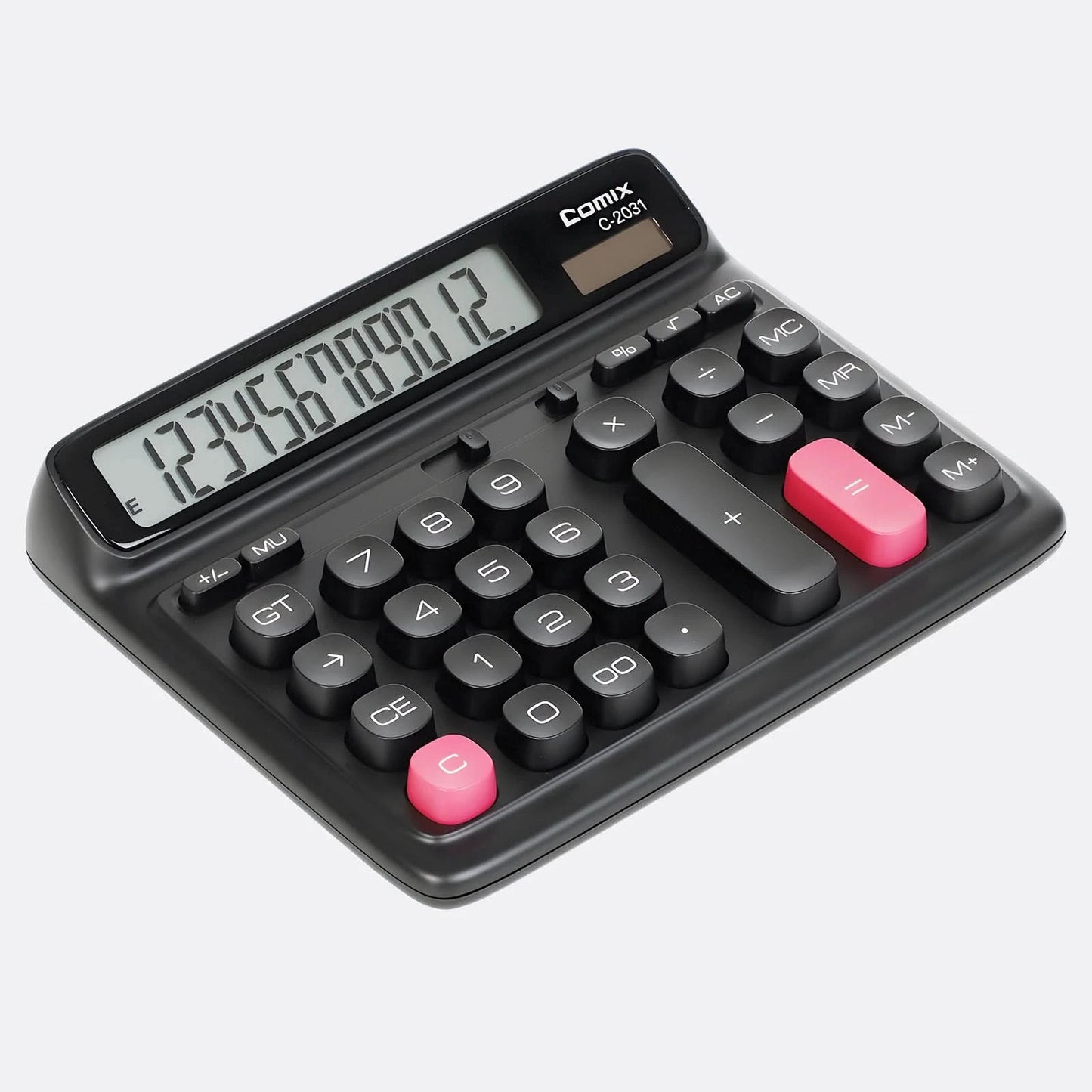 Comix Desktop Calculator, Computer Keys 12 Digit Large Display, Dual Power Black Electronic Calculator for Office Home