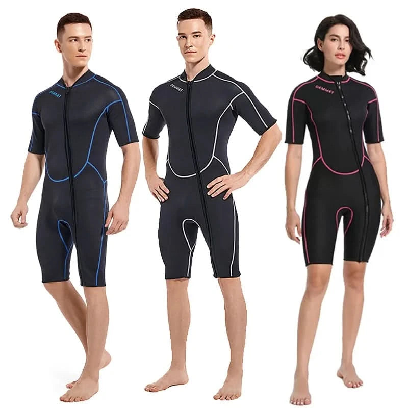 Taucher-Neoprenanzug 1,5-3 mm, einteilig, Neopren, Herren und Damen, Ganzkörper-Neoprenanzug, Sonnenschutz, warm, Badeanzug, Schwimmen, Surfen, Schnorcheln