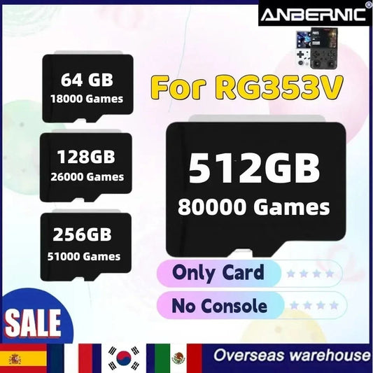 HOT 512GB TF Card Preloaded Games for ANBERNIC RG353V RG353VS Bag Card for 512G 256G 128G 64G Retro Handheld Game