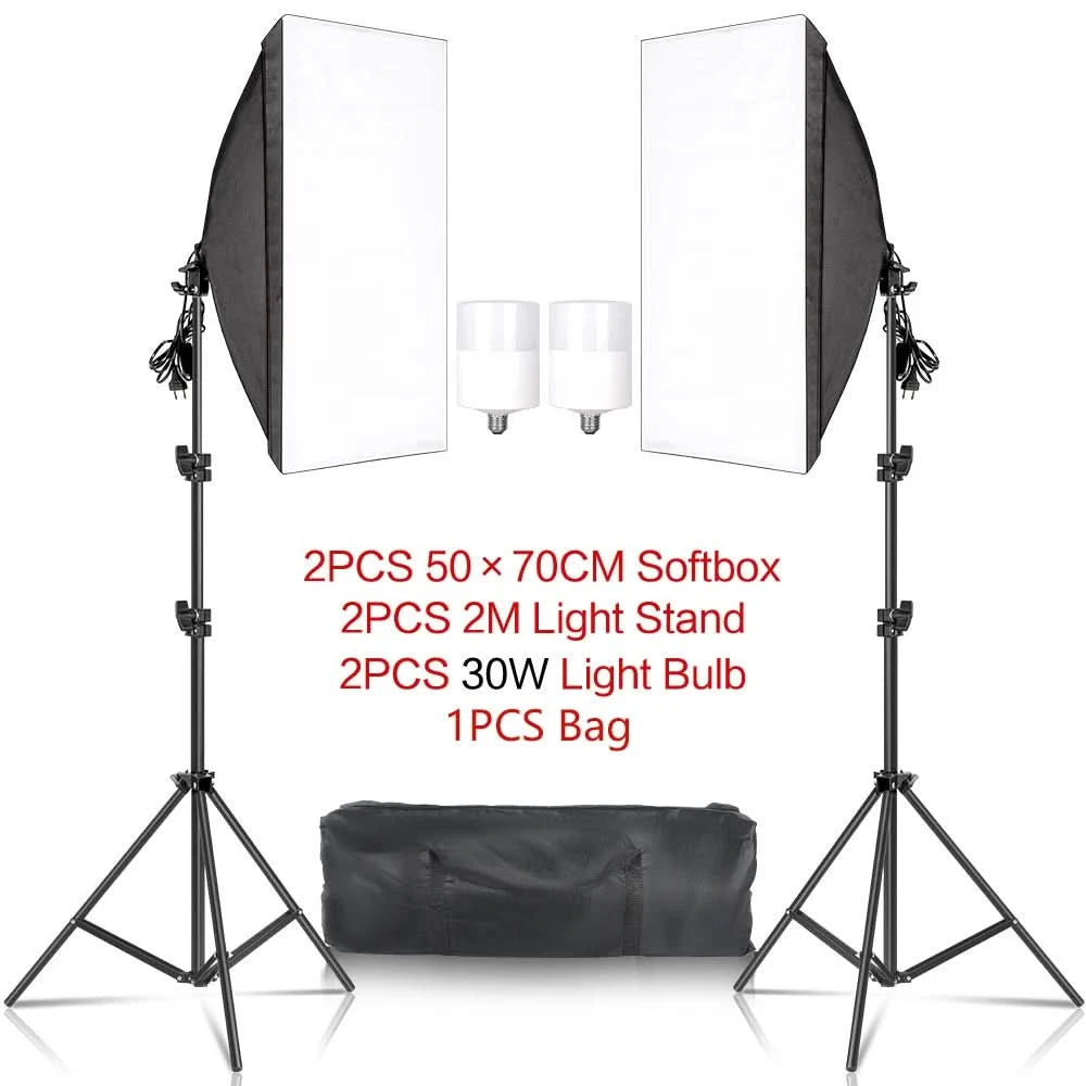 Studio-Kit Foto Softbox Lichtbox Beleuchtung Einzelne Led-Lampe mit Stativ Fotografie Shooting Soft Box Blitz E27 Zubehör