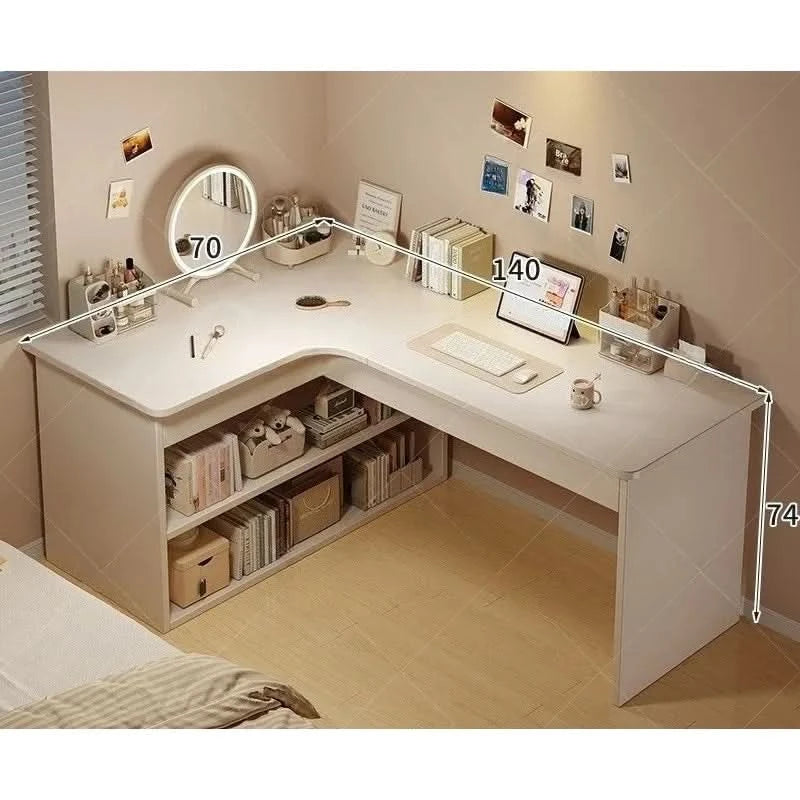 Computer desk Desktop Home bedroom Bookshelf Integrated student learning to write Corner Multifunctional office desk