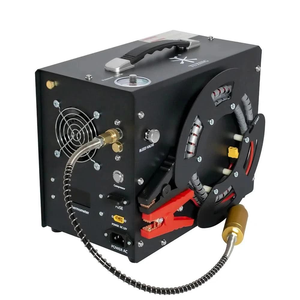 TUXING 300Bar 4500Psi PCP Luftkompressor Hochdruckkompressor mit integriertem 12V tragbaren Netzteil Lüfter Auto-Stopp TXES062