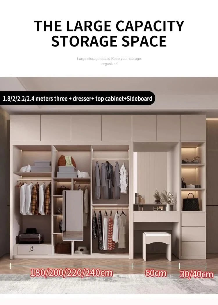 SchiebetürenschrankNordisches modernes Heim-Möbel Schlafzimmer Schreibtisch Kommode in einer Kombination Leichter Luxus-Eckkleiderschrank Möbel