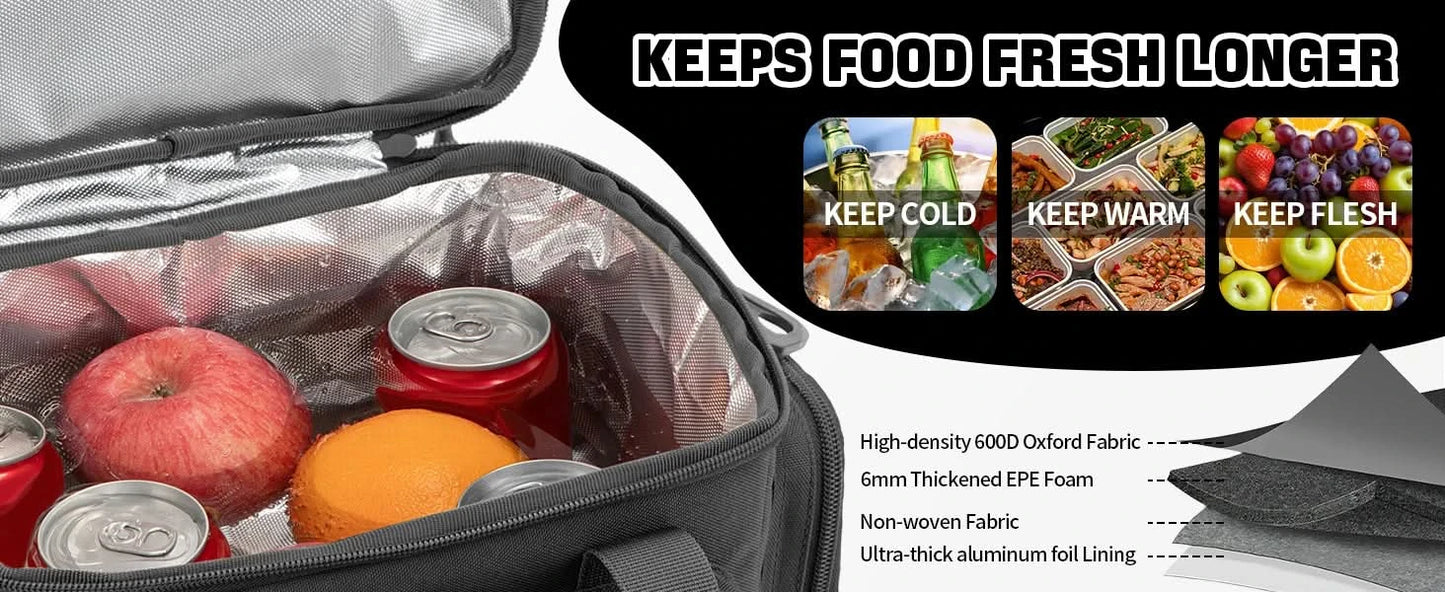 Taktische Brotdose für Herren, erweiterbare taktische Kühltasche, 18 l, auslaufsicher, isoliert, für Arbeit, Camping, Outdoor