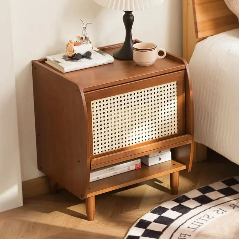 Minimally modern bamboo bedroom bedside table, living room small cabinet, small storage cabinet, household storage cabinet