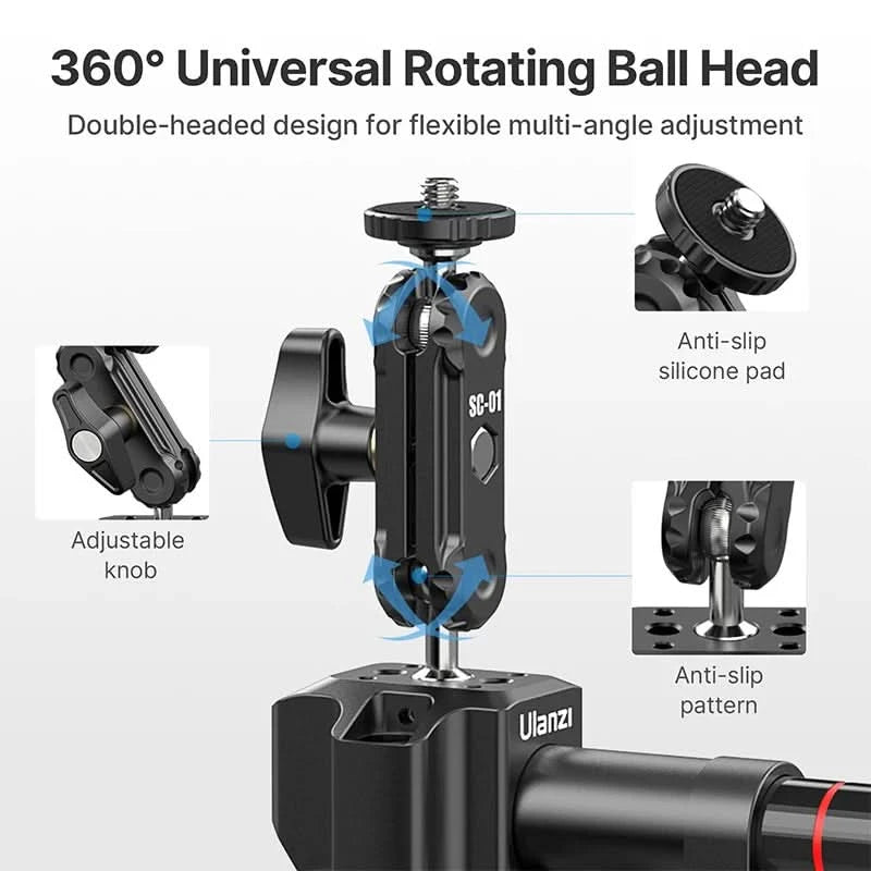 Ulanzi 3 Zoll/4,5 Zoll Action-Kamera Handpumpen-Saugnapf 1/4" 3/8" Kamerastabilisator Halterung für GoPro Insta360 Telefon