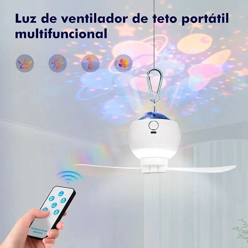 Mit LED-Ventilatorlicht, 3-Gang-Fernbedienung, tragbar für Reisen, einfach zu installieren, geräuscharm im Zimmer
