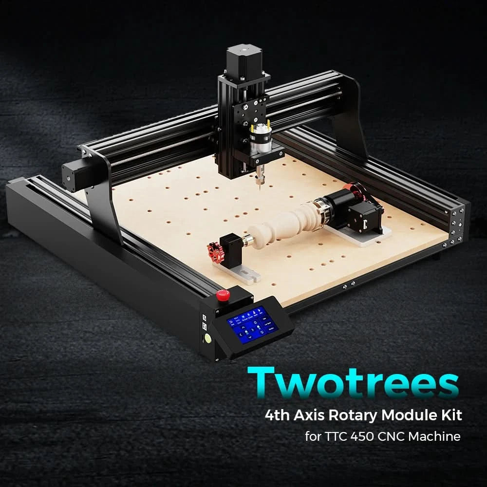 Twotrees 4. Achse CNC-Rotationsmodul-Kit für TTC450/TTC 450 PRO Rotationsrolle zum Gravieren zylindrischer Objekte Dosen