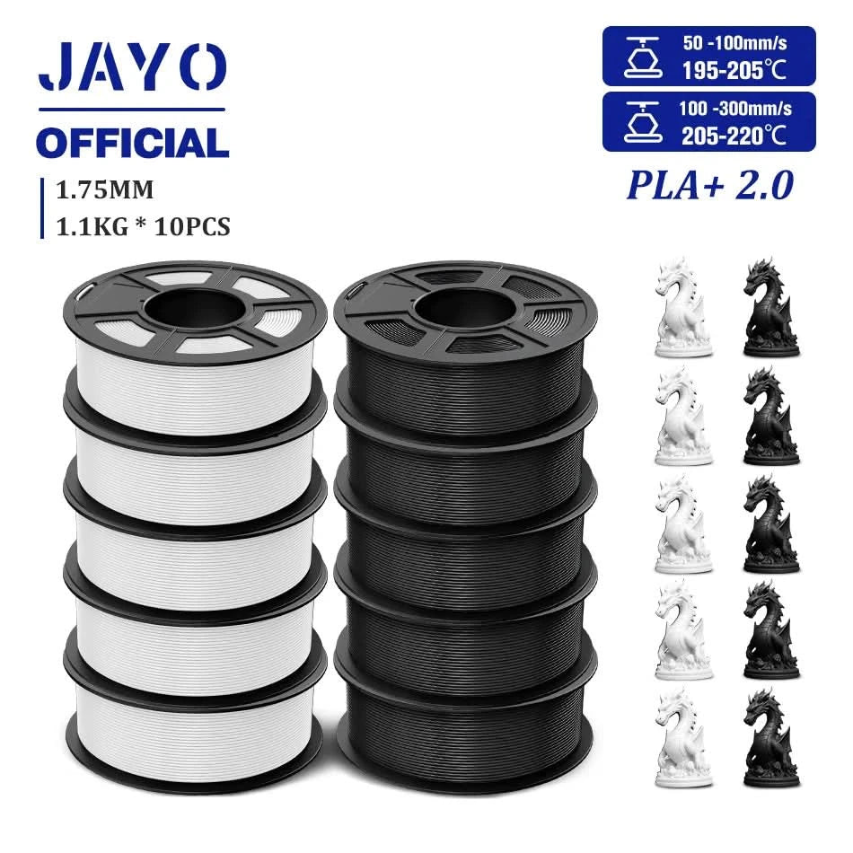 JAYO 3D Filament 1.75mm PLA / PLA Plus / PLA Meta/ Seiden-PLA+/PLA Matt 3D-Drucker-Filament 1.1KG Für FDM Multicolor Set 10 Rollen