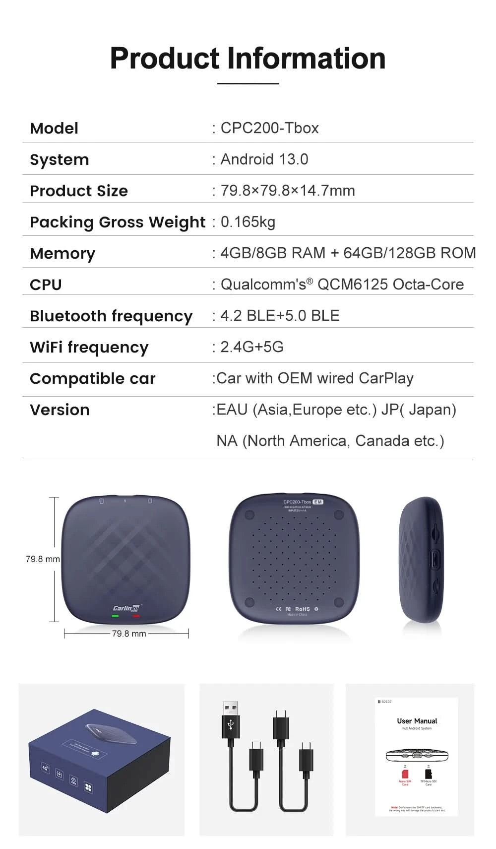 CarlinKit CarPlay Ai Box Android 13 Plus oder Android 11 Smart Car Box Android Auto Wireless CarPlay 4GLTE für Audi Mazda VW Haval