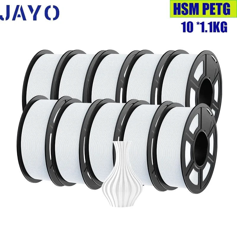 JAYO High Speed Matte PETG Multiple Colors Mixed 10 Rolls Filament 175mm Non-toxic Bubble Free Smooth Suitable for 3D Printi
