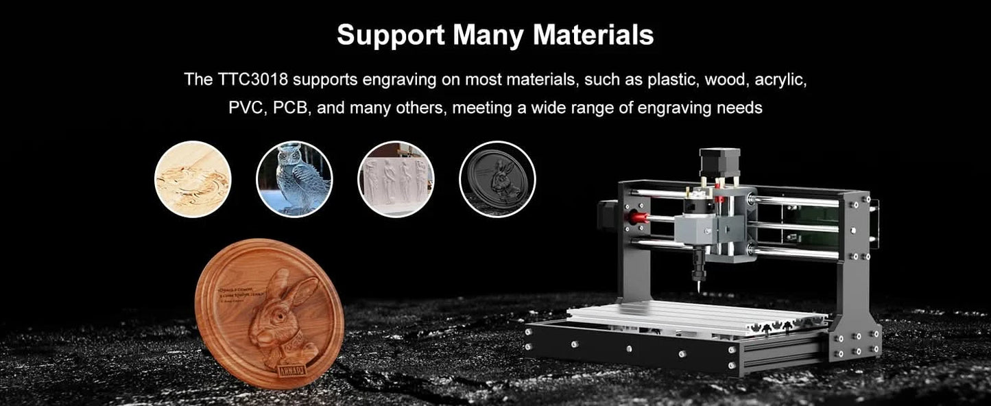 Twotrees TTC3018 CNC-Fräsmaschine Lasergraviermaschine CNC-Router DIY-Werkzeug Metall Kunststoff Acryl PVC Holzplatte GRBL