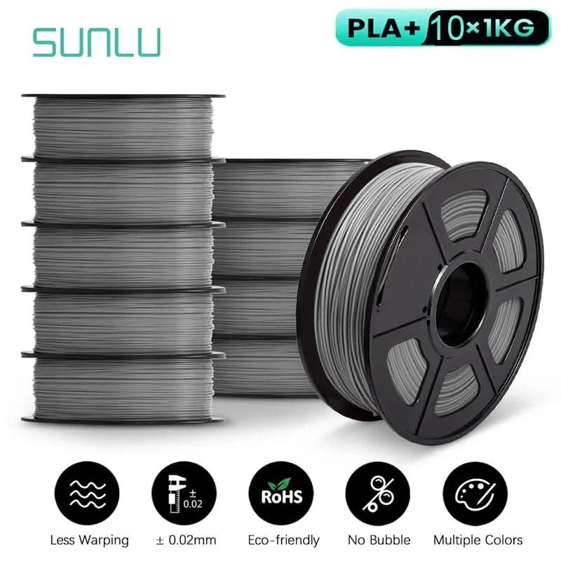 SUNLU 10KG 3D Filament PLA/PLA PLUS/PETG/Easy ABS Filament 1.75mm 10 Rollen 1KG sauber gewickeltes 3D-Drucker-Filament für 3D-Drucker