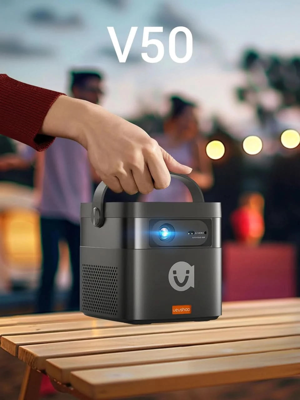 Vevshao V50 3D Tragbarer Mini-Beamer 4K HD LED WiFi 1080P Filme Video DLP Heimkino-Projektoren mit 15000mAh Akku
