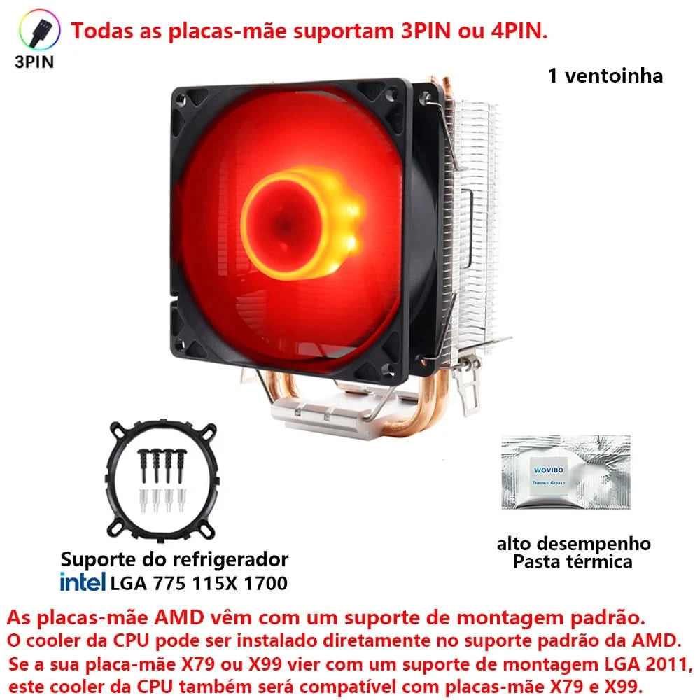 Wovibo CPU-Kühler, für Intel 775, 1150, 1151, 1155, 1200,1700, 2011, X79, X99, AM4, AM5 Radiator