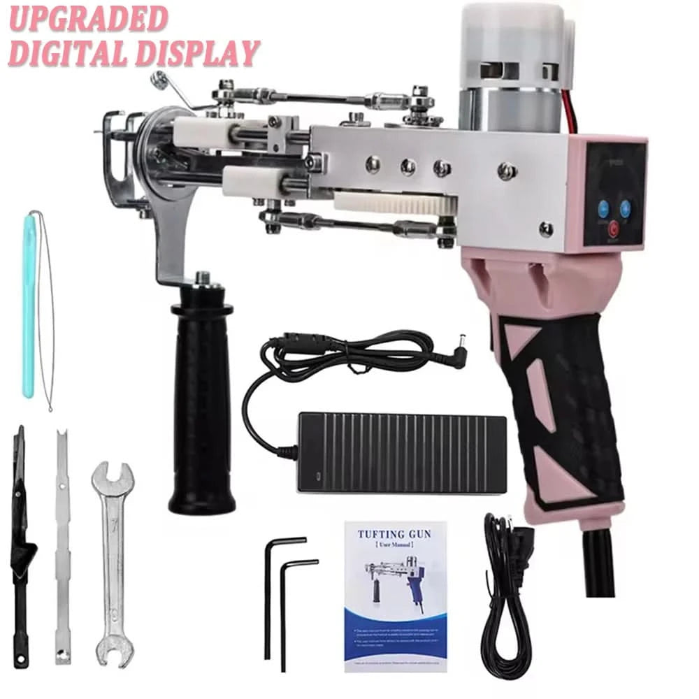 2-in-1-Tufting-Gun-Set, elektrische Tufting-Pistole, 7–21 mm Tufting-Pistole, mit Wollgarn und Tufting-Gewebe, Trimmer für Anfänger