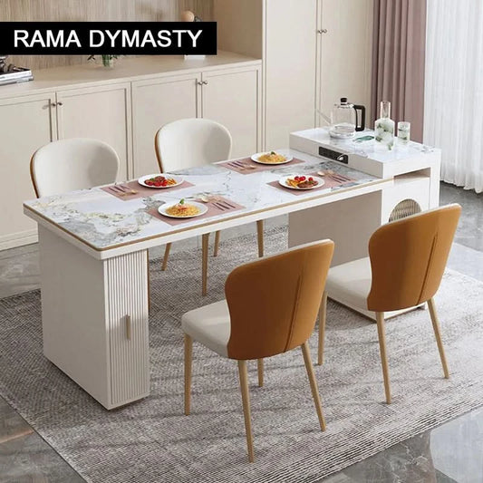 Rock Plate Dining Table Integrated Extendable Home Modern Light Luxury Dining Table With Storage Cabinet