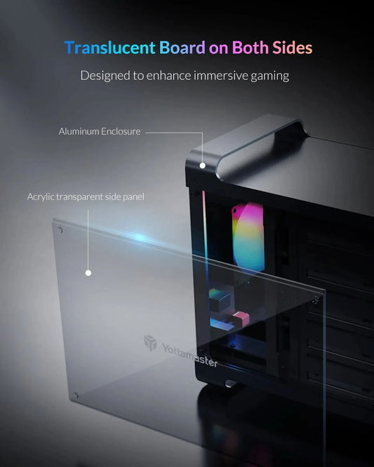 [DF4] Yottamaster 4 Bay RAID External HDD Enclosure 2.5" 3.5" SATA SSD Enclosure with 80mm RGB Silent Fan Support 64TB and RAID
