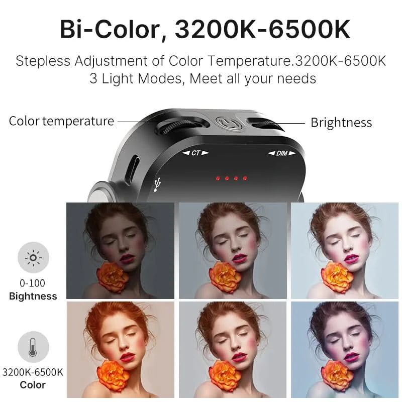 Ulanzi VIJIM VL66 3200k-6500k Vlog Fülllicht 360° drehbares LED-Videolicht mit erweiterter Kaltschuhhalterung 2000mAh Akku mit Lichtstativ