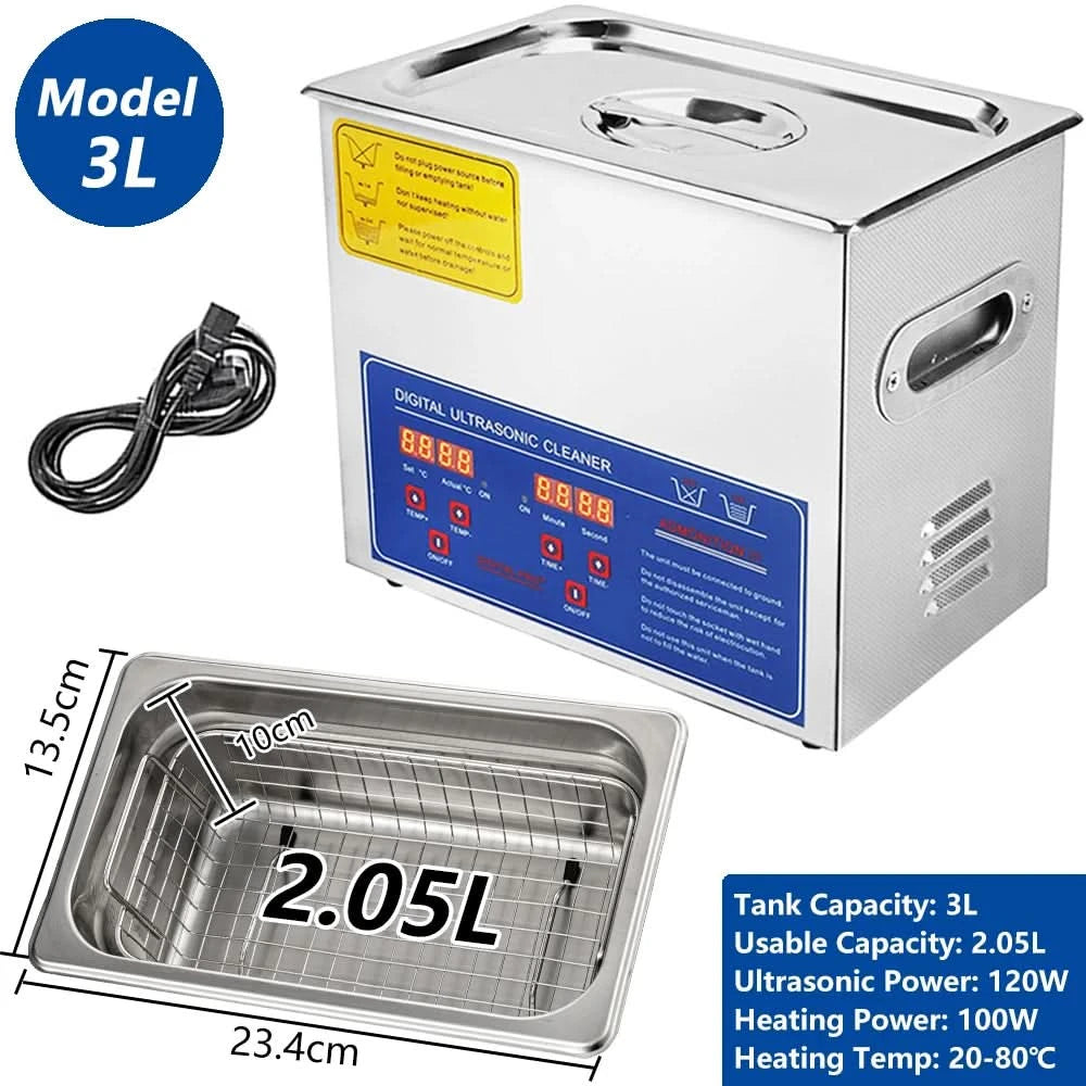 2/3/6/10L/30L Digital Heating Ultrasonic Cleaner 220V 40KHZ Stainless Steel Ultrasound Cleaning Machine Home Appliance
