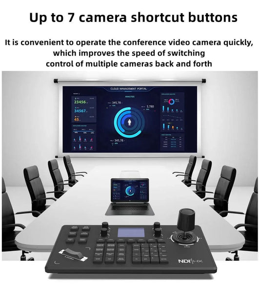 HCSTVCON NDI Joystick Controller Keyboard 3D Controller Video Conference Church Live Streaming PTZ Camera Control 255 Presets