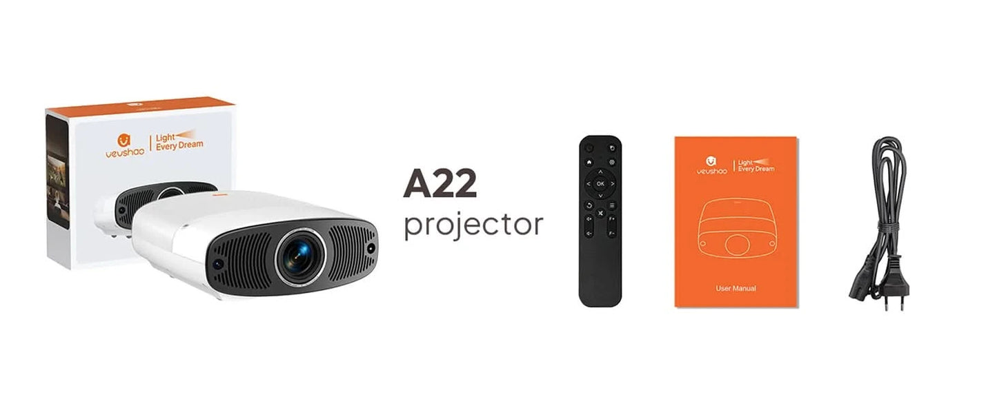 VEVSHAO Full HD Beamer A22 4K Video Smart TV für Zuhause WIFI 1080P 1000 Lumen Beamer Media Video Player Smart Beamer