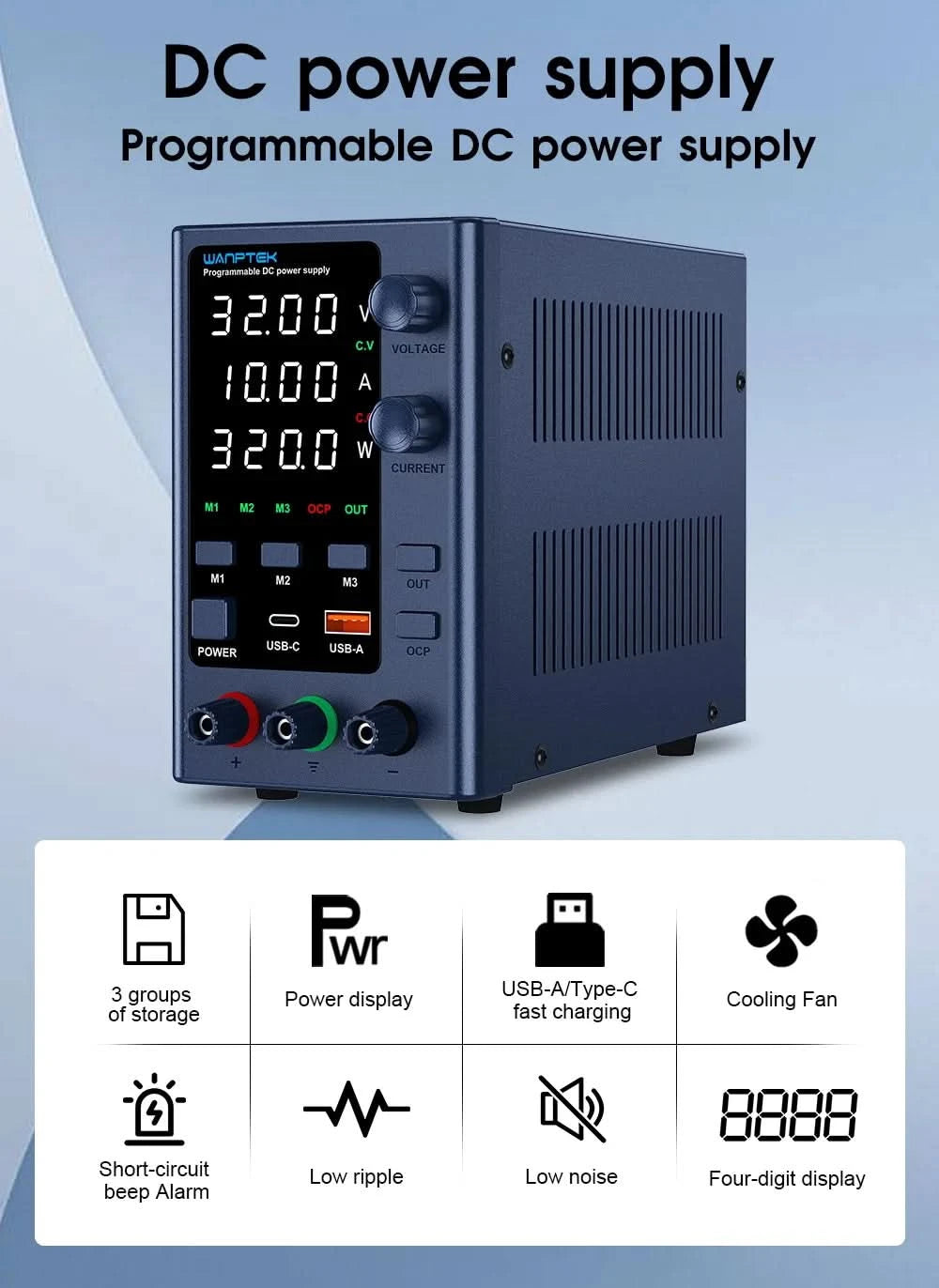 Wanptek Laboratory Power Supply Adjustable 30V 60V 120V For Phone Repair Regulated Lab Bench DC Power Supplies