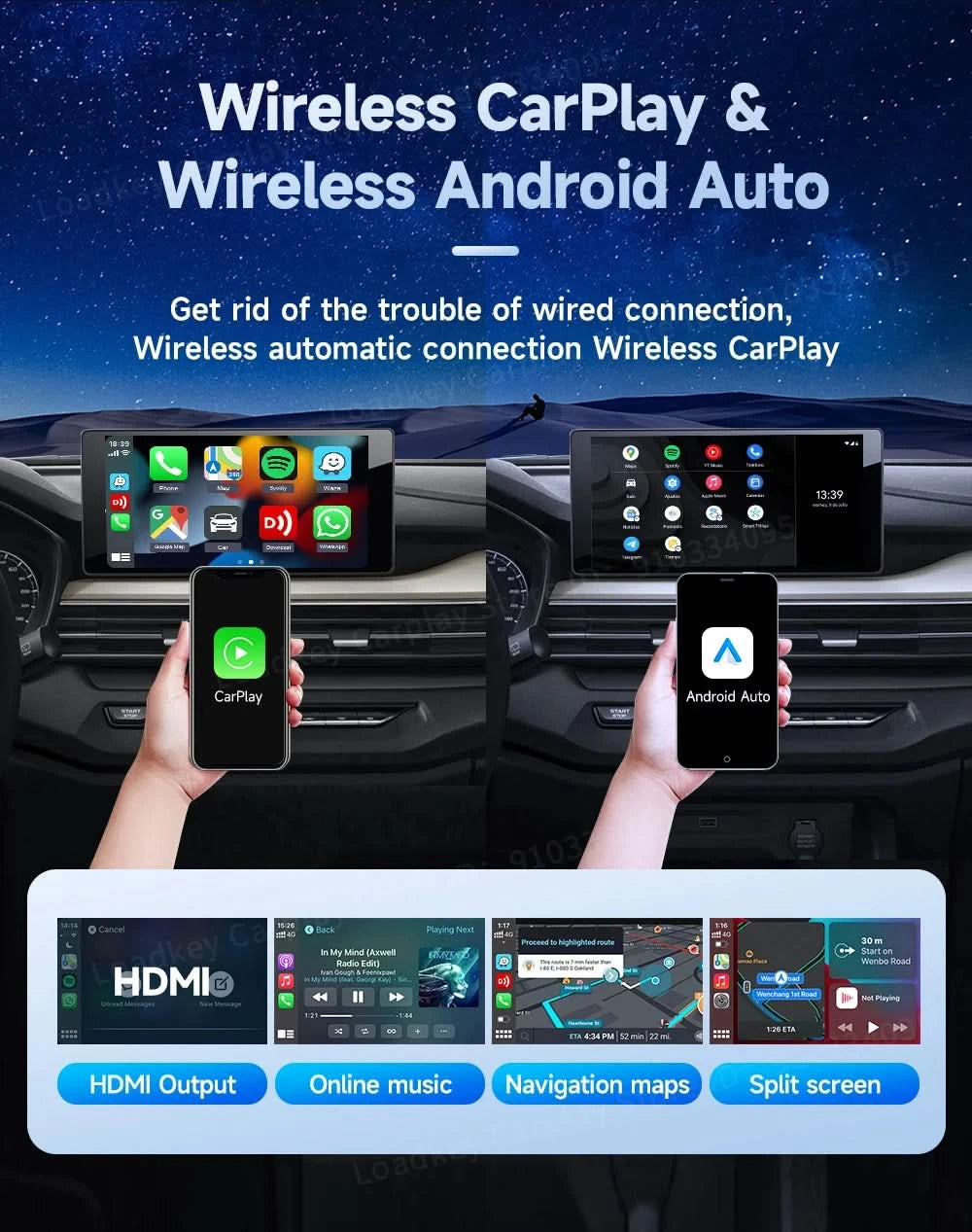 Carlinkit HDMI-Ausgang Auto TV Mate Carplay Qualcomm 6225 8-Core Android Auto Wireless Adapter unterstützt Youtube GPS Split Screen