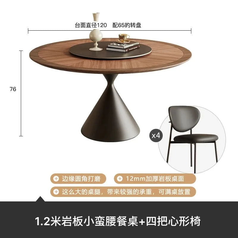6 People Turntable Dining Table Vintage Legs Metal Design Round Coffee Table House Breakfast Juegos De Comedor Furnitures