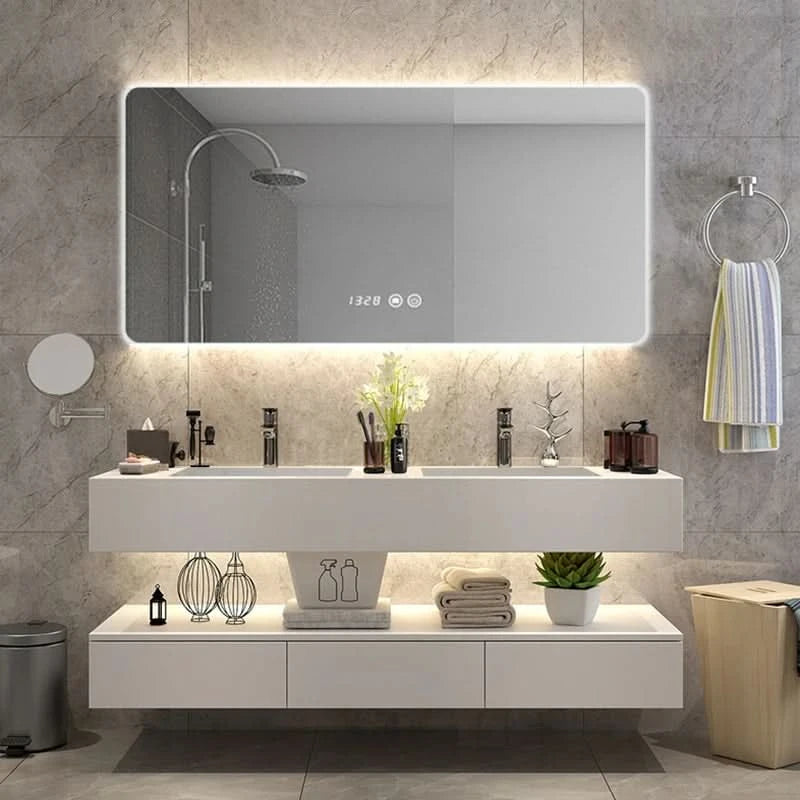 Pink Modern Large Storage Space With Side Cabinets Bathroom Cabinet With Drawers