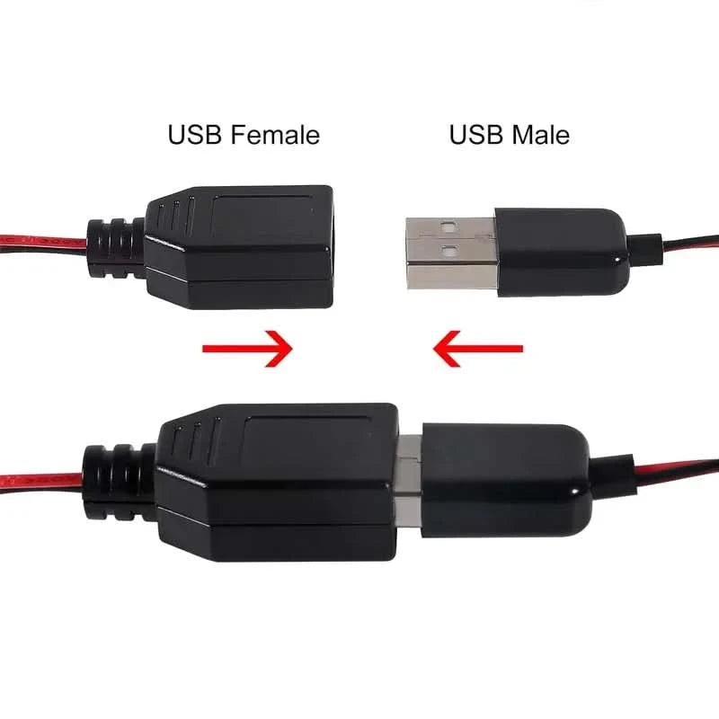 2 Stück USB-Krokodilklemmen-Adapterkabel, USB-Stecker/-Buchse auf Krokodilklemmen-Sonde, USB-Kabel mit Krokodilklemme für Schaltungstest