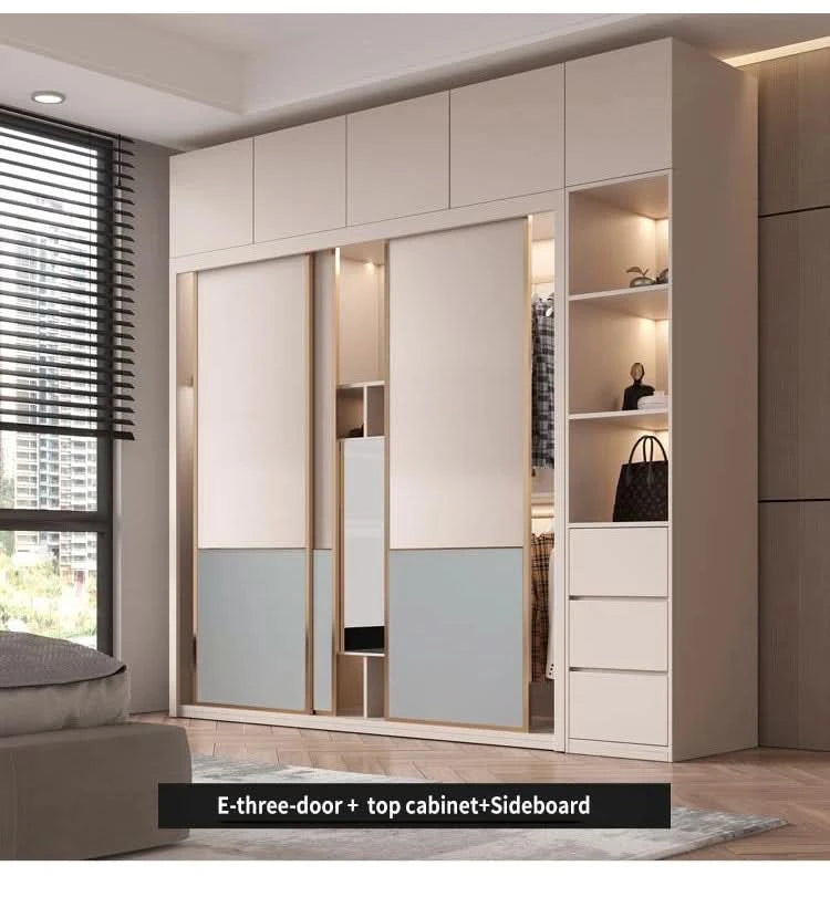 SchiebetürenschrankNordisches modernes Heim-Möbel Schlafzimmer Schreibtisch Kommode in einer Kombination Leichter Luxus-Eckkleiderschrank Möbel