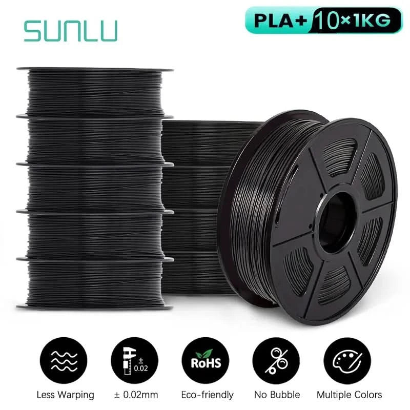 SUNLU 10KG 3D Filament PLA/PLA PLUS/PETG/Easy ABS Filament 1.75mm 10 Rollen 1KG sauber gewickeltes 3D-Drucker-Filament für 3D-Drucker