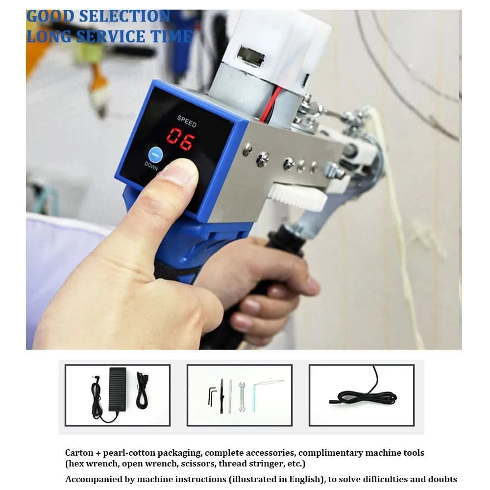 2-in-1-Tufting-Gun-Set, elektrische Tufting-Pistole, 7–21 mm Tufting-Pistole, mit Wollgarn und Tufting-Gewebe, Trimmer für Anfänger