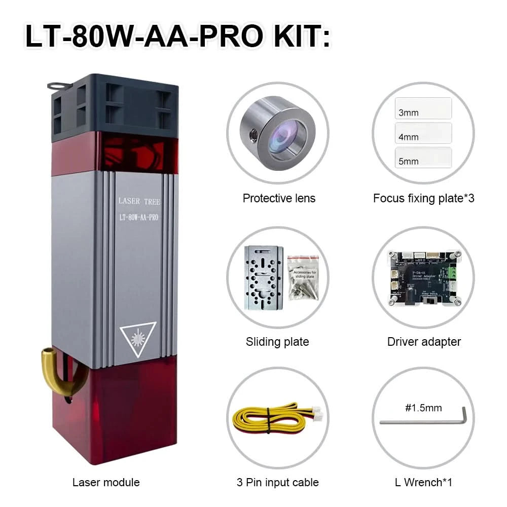 LASER TREE Laser Module 10W/20W/30W/40W Optical Power with Air Assist Laser Head TTL Blue Light for Engraver Cutting Wood Tools