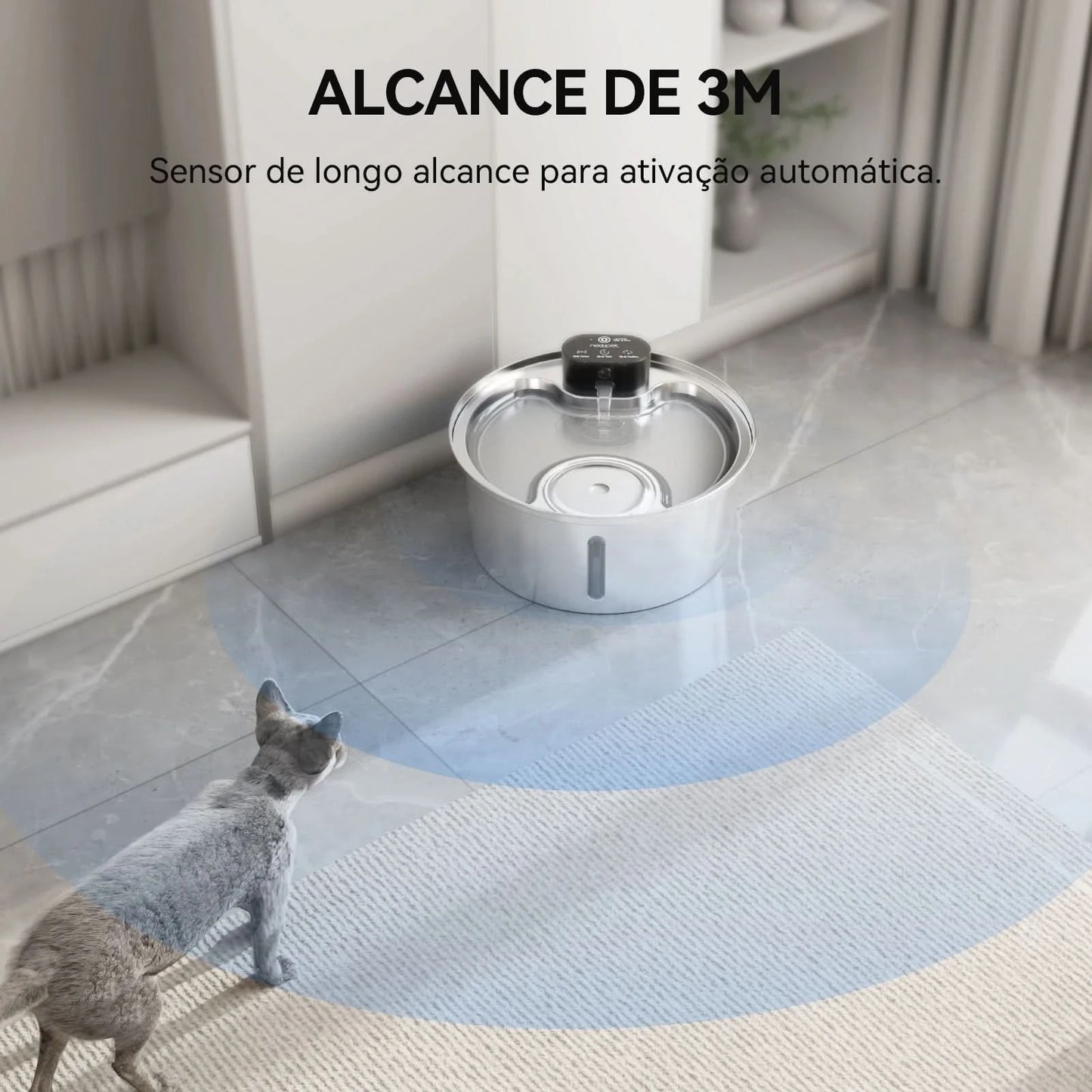 Newpet 7.5L Automatic Stainless Steel Dog Water Fountain 5000mAh Wireless Pet Drinker Battery & Sensor 2 in 1 Dispenser for Dog