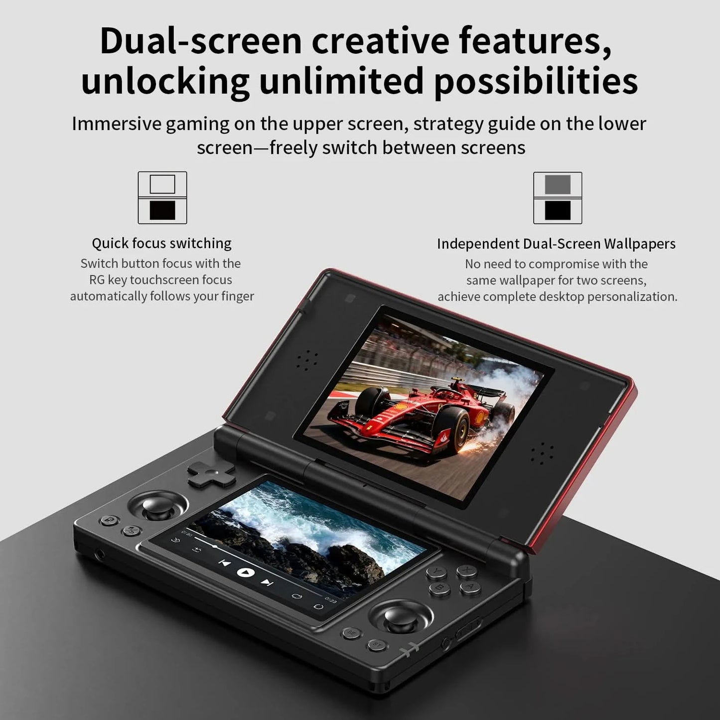 Anbernic RG DS Retro Handheld Game Console Flip Video Games Player 4" IPS Dual Screen Android14 4000mAh Supports RixelHK PSP PS2