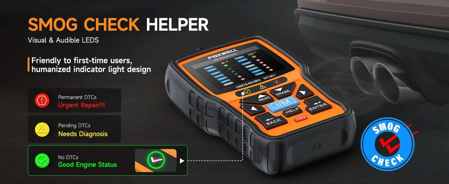 FOXWELL NT301 OBD2 Scanner Motorkontrollleuchte Code-Lesegerät Professioneller ODB2 OBD2 Fahrzeugdiagnosescanner Auto-Diagnosetools PK ELM327