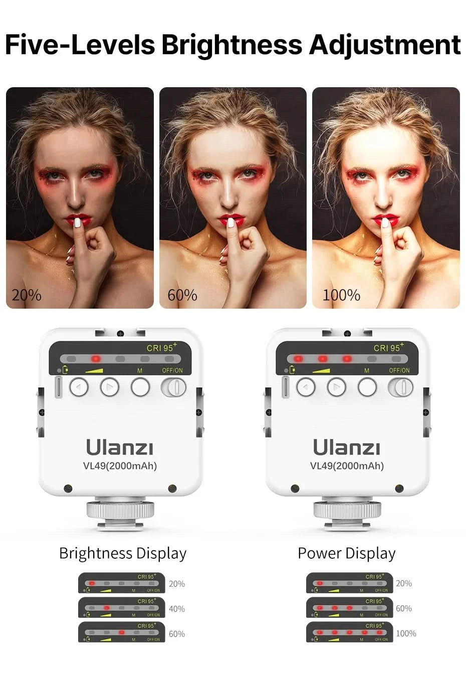 Ulanzi Vl49 Mini LED Video Light 2000mAh 5500K Fill Light for Camera Smartphone Photography Video Light Camera Light