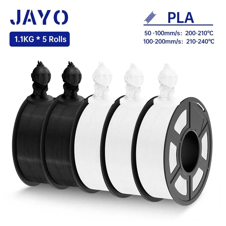 JAYO PLA Filament 1.75MM 5Rolls 3D Printer Filament PLA 100% No Bubble for FDM Coloful 3D Printing Material DIY Gift