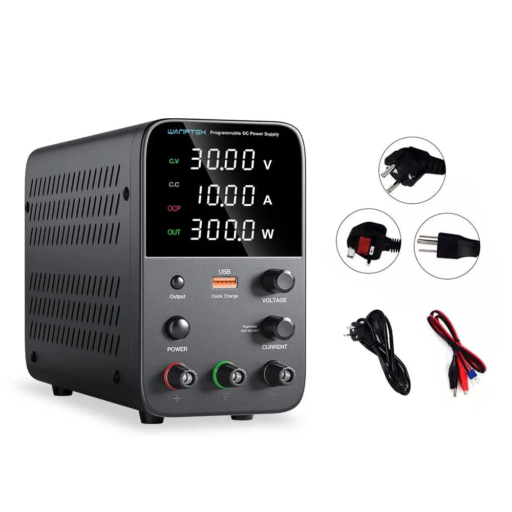 Wanptek Einstellbares Gleichstromnetzteil 30V 10A 60V 5A Labornetzgerät Stabilisiertes Netzteil Spannungsregler Schalter 220V